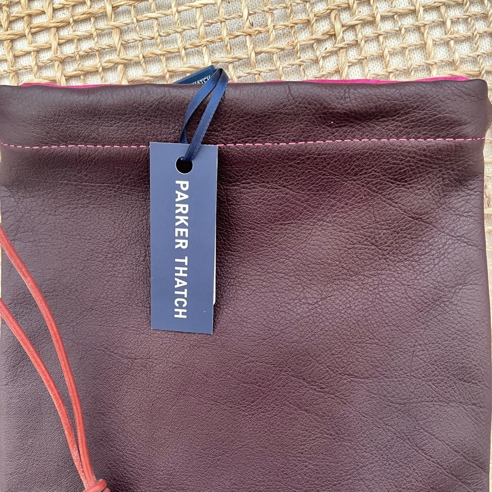 Parker Thatch Mini Bag in Deep Plum leather and Pink suede